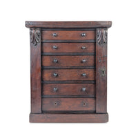 Antique Walnut Salesman Sample Sidelock Chest of Drawers