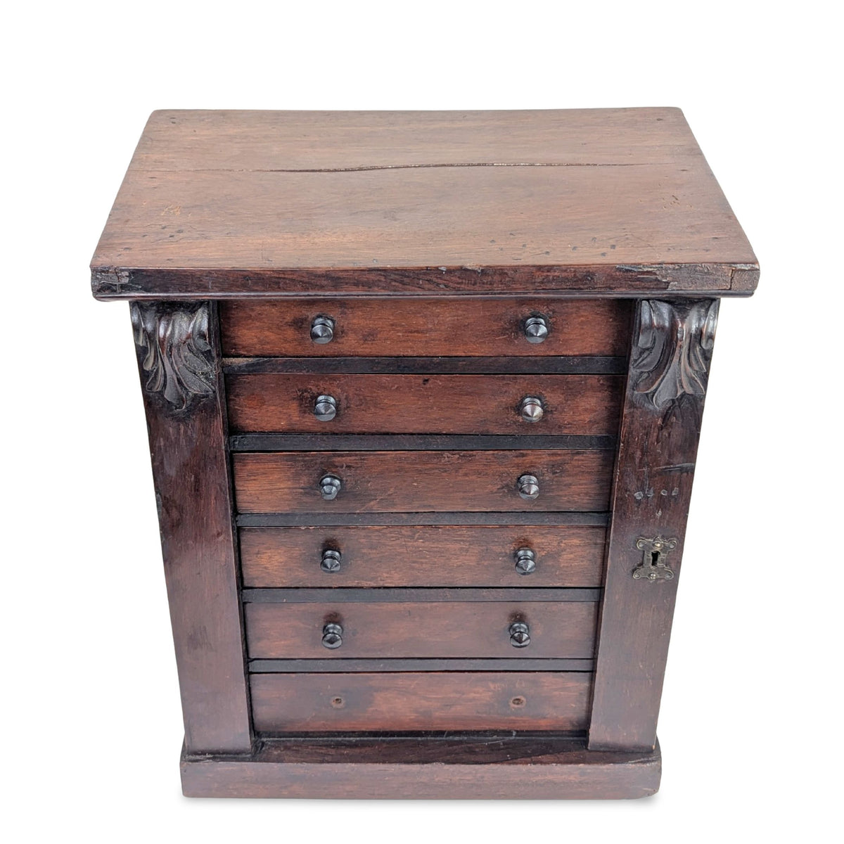 Antique Walnut Salesman Sample Sidelock Chest of Drawers
