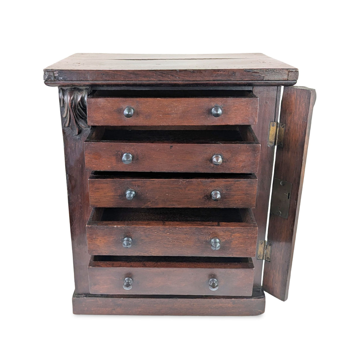 Antique Walnut Salesman Sample Sidelock Chest of Drawers