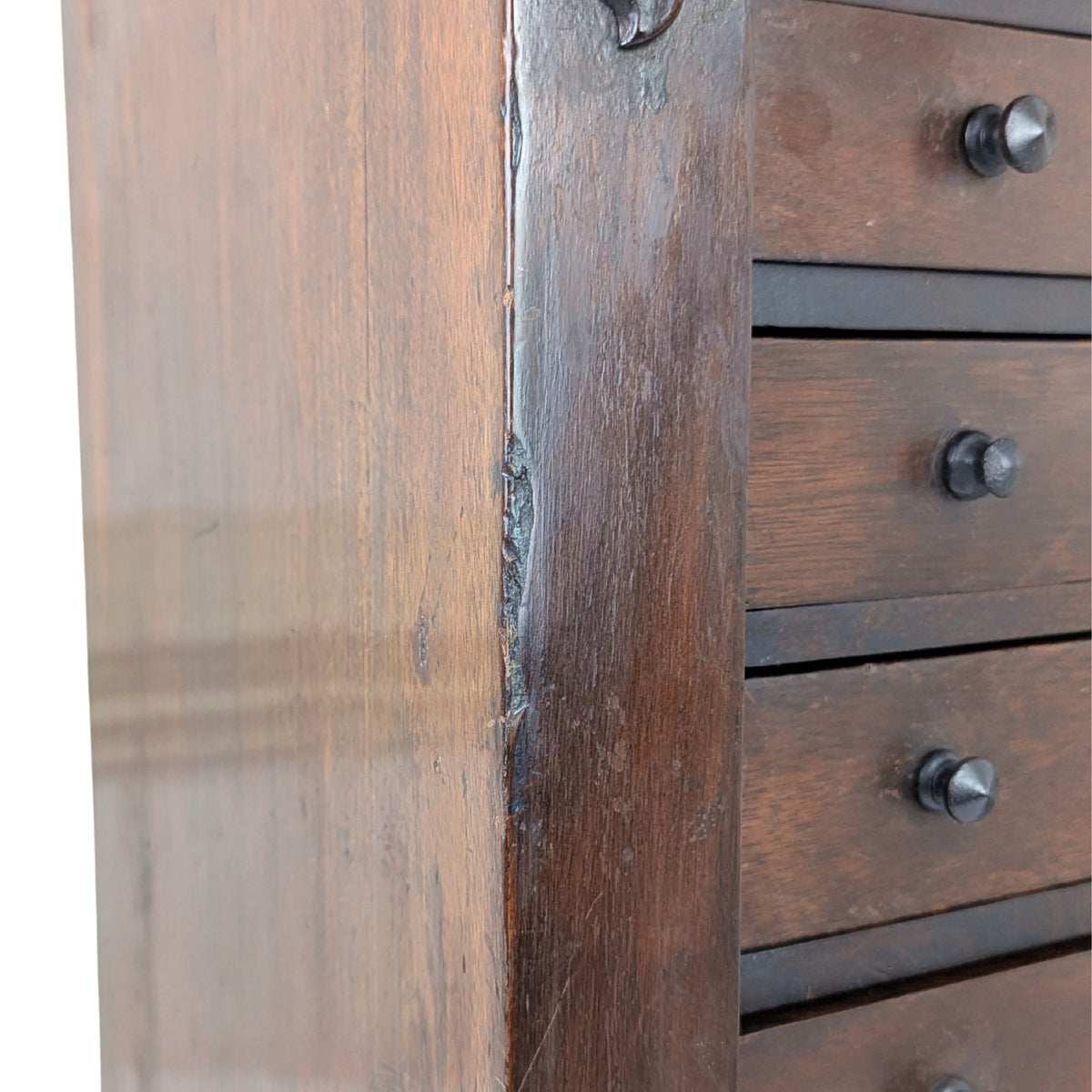 Antique Walnut Salesman Sample Sidelock Chest of Drawers