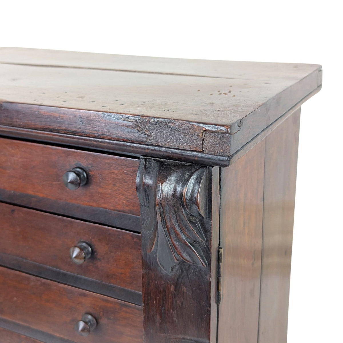Antique Walnut Salesman Sample Sidelock Chest of Drawers