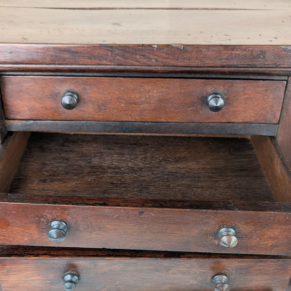 Antique Walnut Salesman Sample Sidelock Chest of Drawers