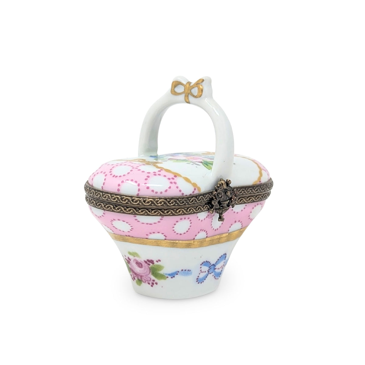 Vintage Limoges Basket-Shaped Trinket Box