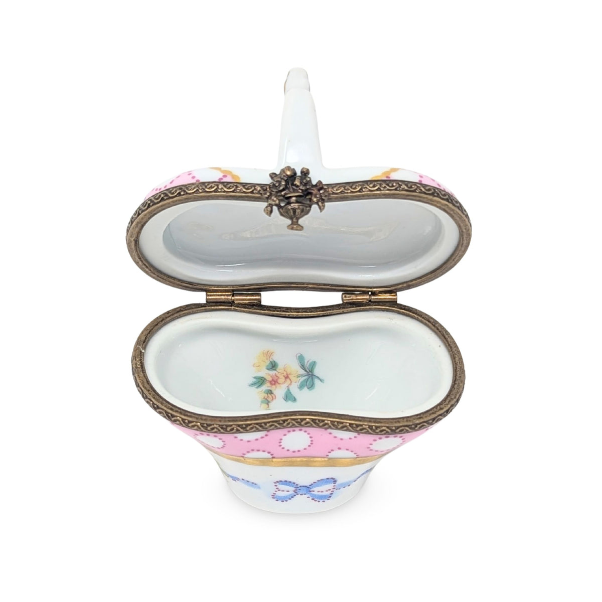 Vintage Limoges Basket-Shaped Trinket Box