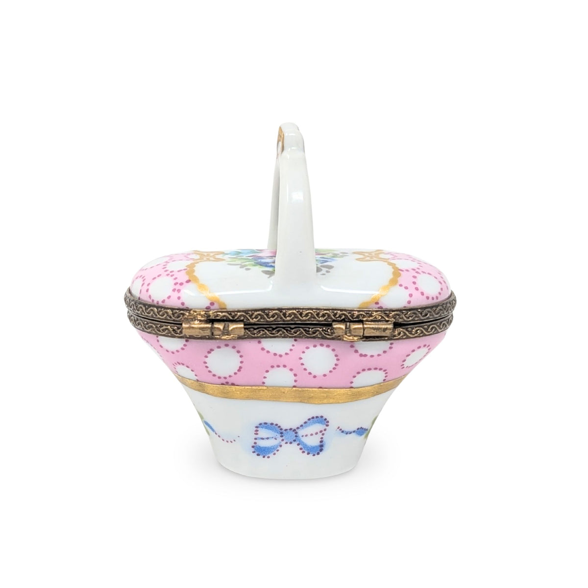 Vintage Limoges Basket-Shaped Trinket Box