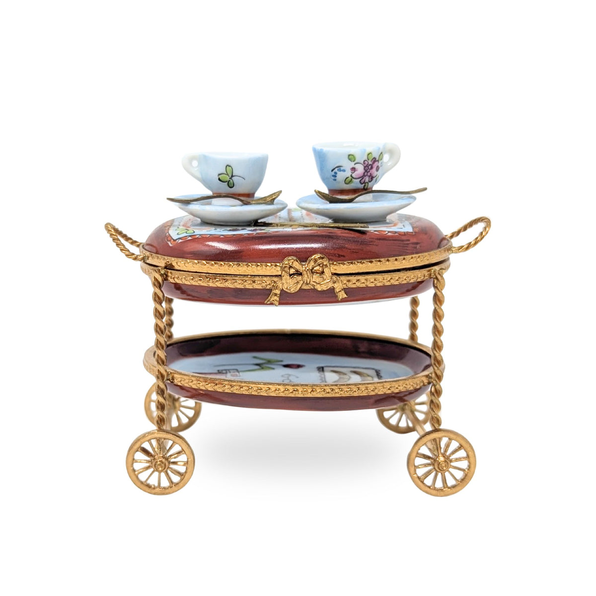 Limoges La Gloriette Breakfast for Two Cart Trinket Box
