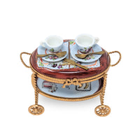 Limoges La Gloriette Breakfast for Two Cart Trinket Box