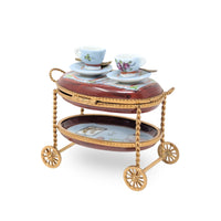 Limoges La Gloriette Breakfast for Two Cart Trinket Box