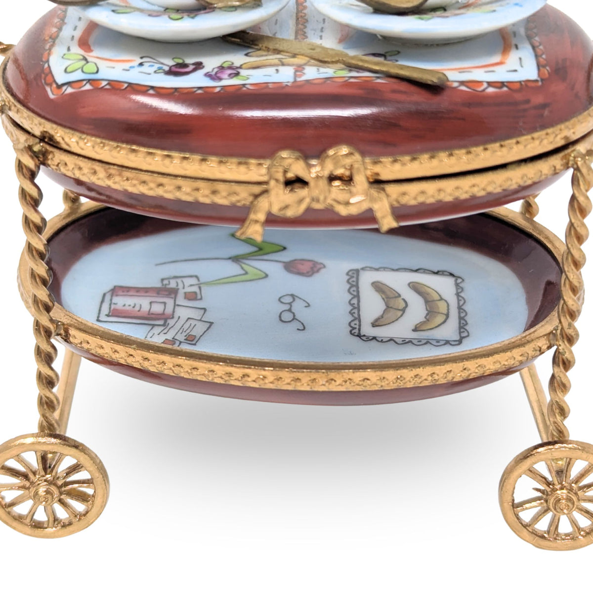 Limoges La Gloriette Breakfast for Two Cart Trinket Box