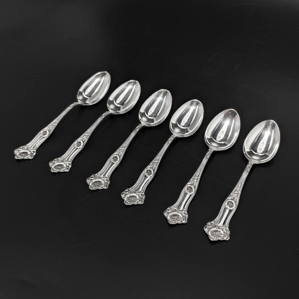 Alvin Morning Glory Sterling 5 1/4" Five O’Clock Teaspoons (6)