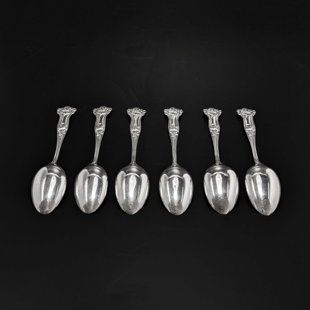 Alvin Morning Glory Sterling 5 1/4" Five O’Clock Teaspoons (6)