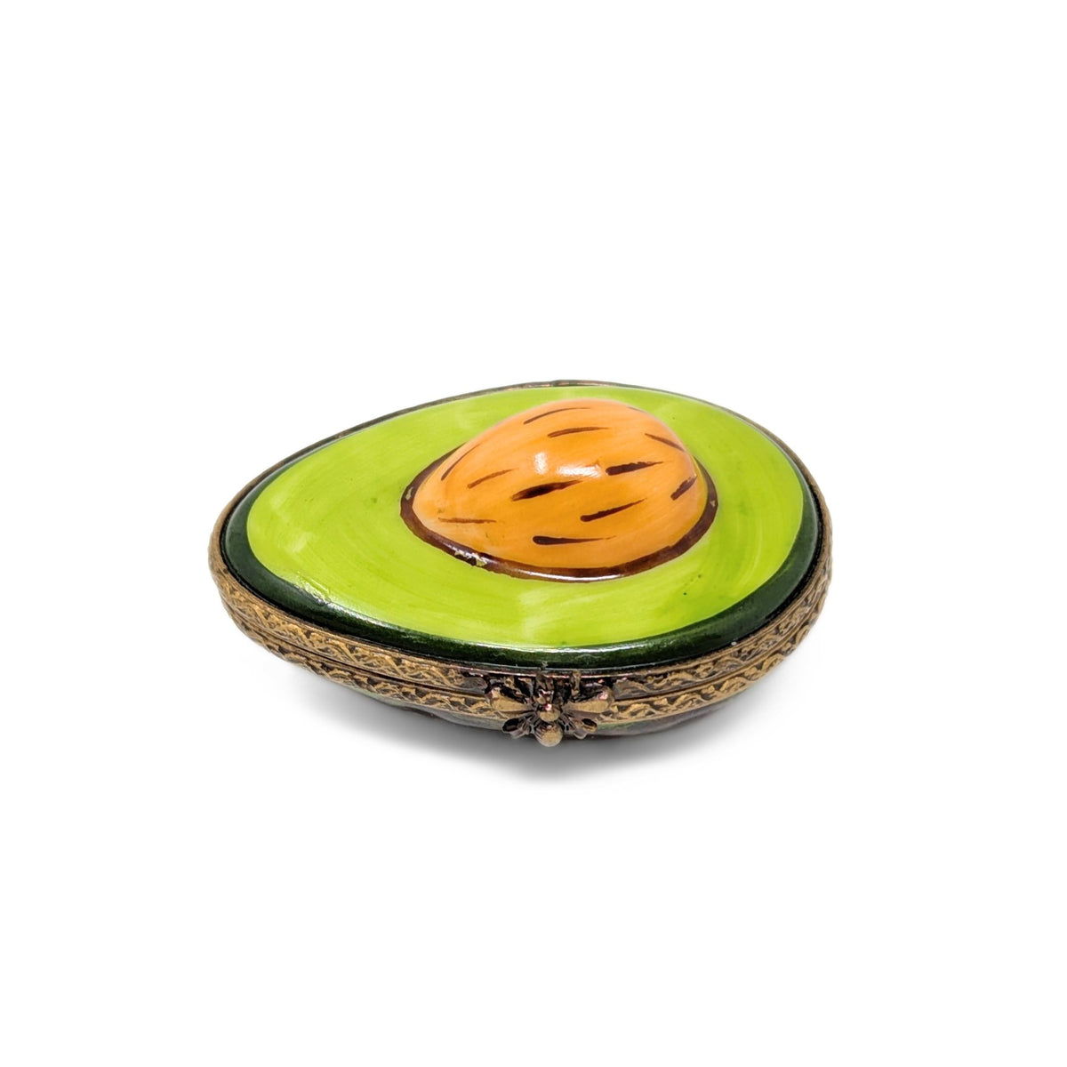Limoges Porcelain Avocado Half Trinket Box