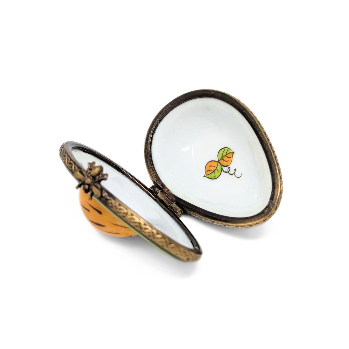 Limoges Porcelain Avocado Half Trinket Box