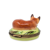 Limoges Porcelain Sleeping Fox Trinket Box