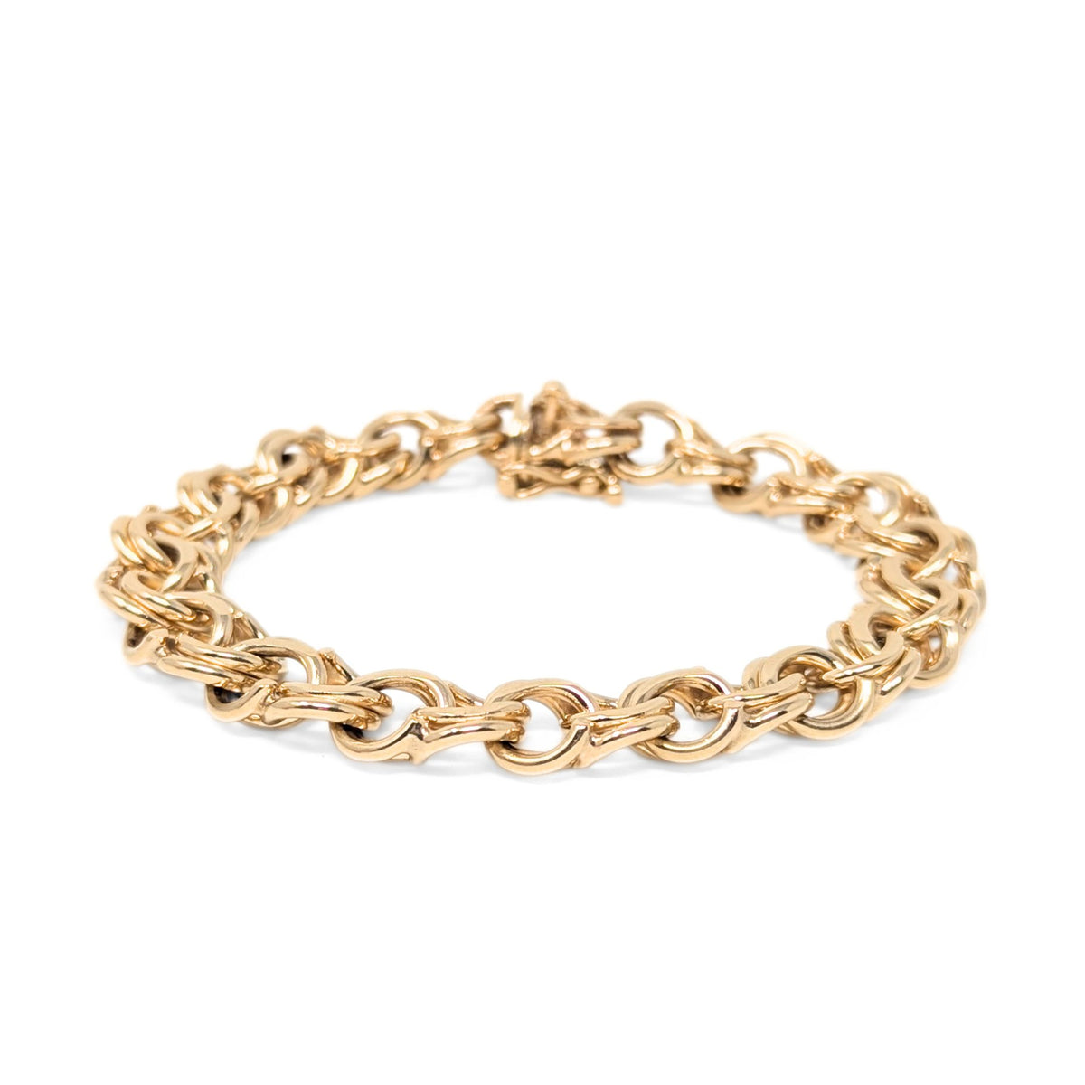13K Gold Double Link 7.5" Charm Bracelet (38.36g)