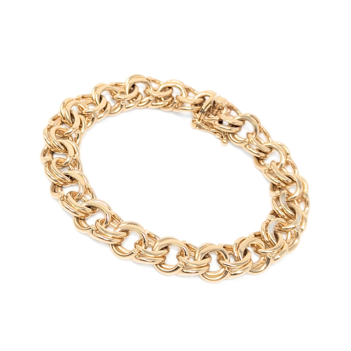13K Gold Double Link 7.5" Charm Bracelet (38.36g)