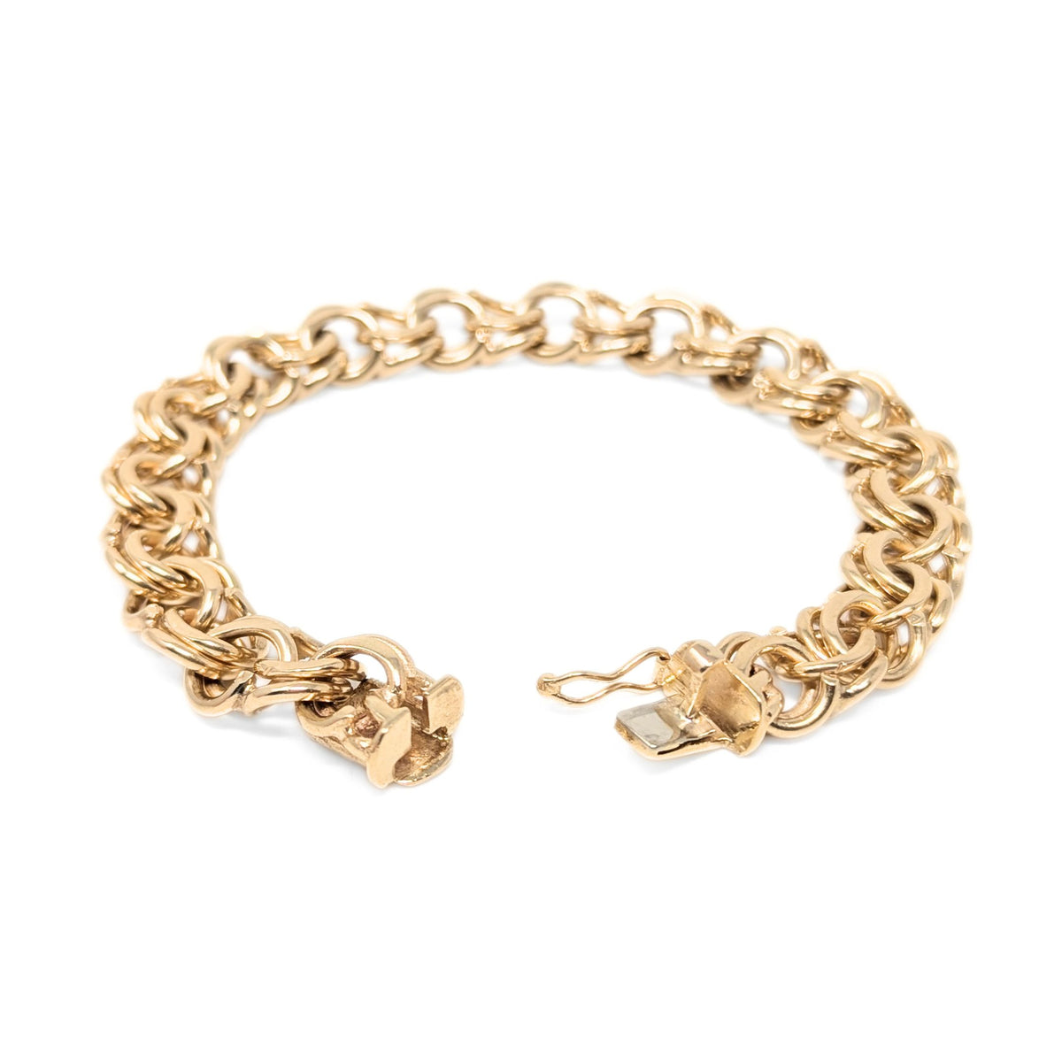 13K Gold Double Link 7.5" Charm Bracelet (38.36g)