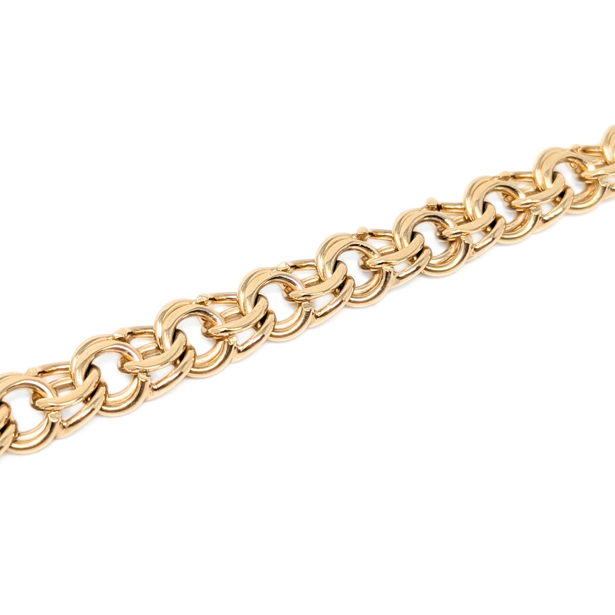 13K Gold Double Link 7.5" Charm Bracelet (38.36g)