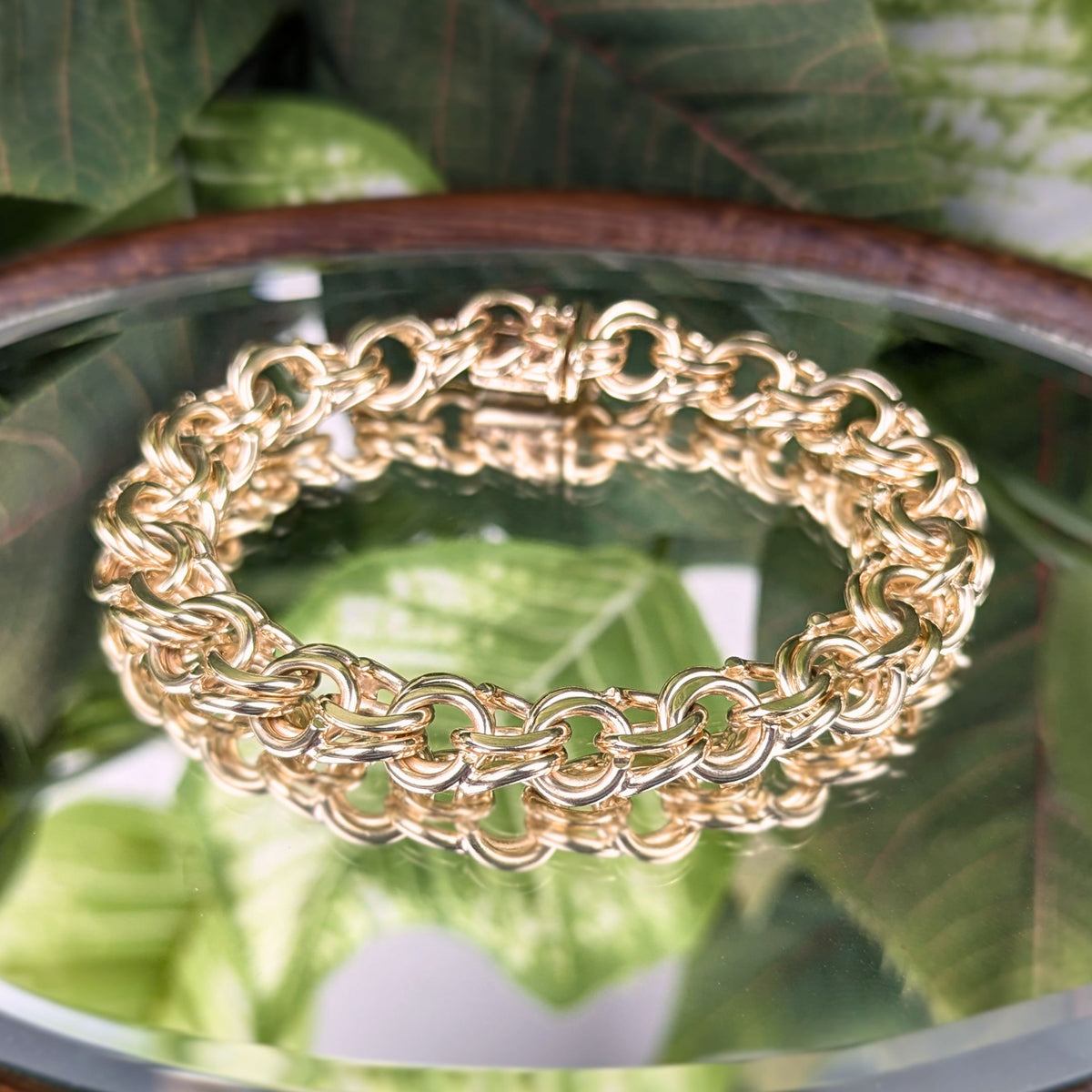 13K Gold Double Link 7.5" Charm Bracelet (38.36g)