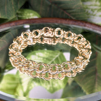 13K Gold Double Link 7.5" Charm Bracelet (38.36g)