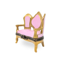 Limoges Porcelain Gold-Framed Pink Settee Trinket Box