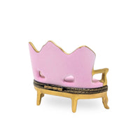 Limoges Porcelain Gold-Framed Pink Settee Trinket Box