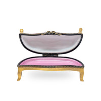 Limoges Porcelain Gold-Framed Pink Settee Trinket Box