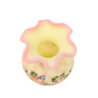 Fenton 4" Burmese Diamond Optic Rose Trellis Vase