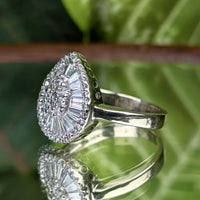 13K White Gold Diamond Pear Cluster Cocktail Ring - Size 7