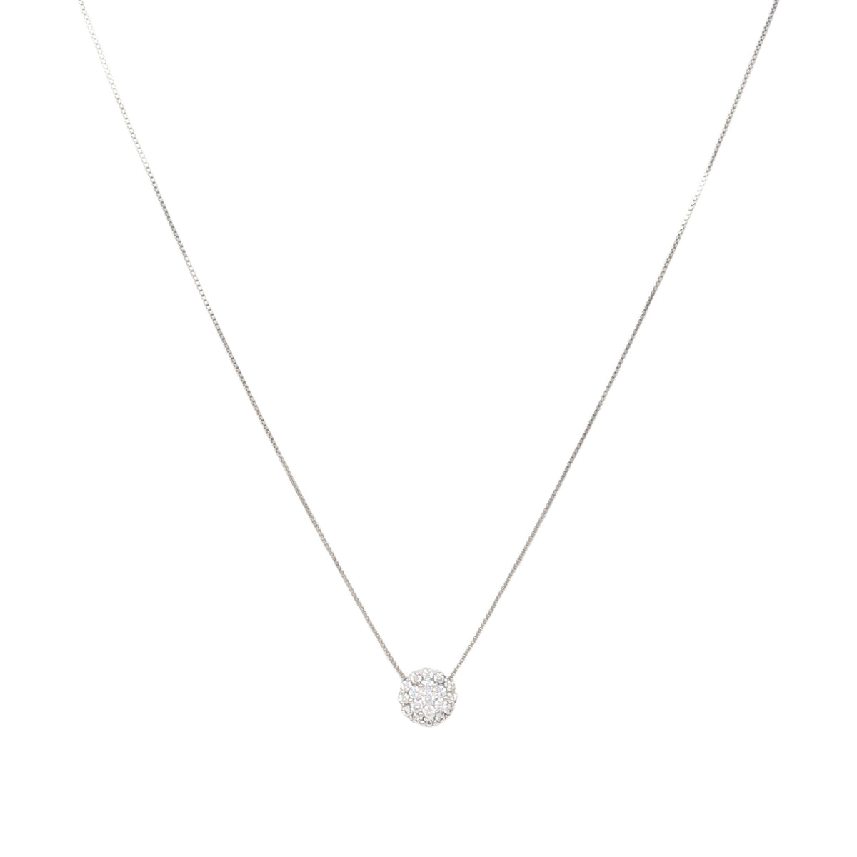 13K White Gold 1.0tcw Diamond Cluster Sliding Pendant Necklace, 18"