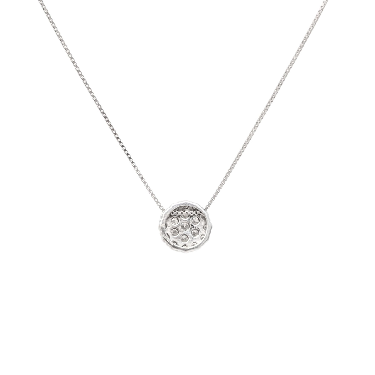 13K White Gold 1.0tcw Diamond Cluster Sliding Pendant Necklace, 18"