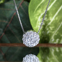 13K White Gold 1.0tcw Diamond Cluster Sliding Pendant Necklace, 18"