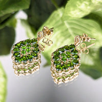 14K Gold Green Tourmaline Cluster Earrings & Ring Jewelry Set