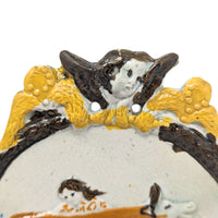 Antique Staffordshire Prattware Cow Plaque