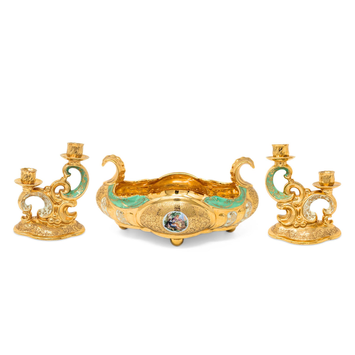 Victoria Czechoslovakia Porcelain Le Mieux 3pc Garniture Set