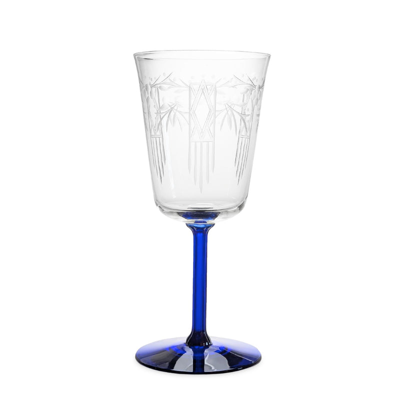 Community Crystal "Noblesse" Art Deco Water Goblets, Cobalt Stems (Set of 6)