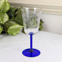Community Crystal "Noblesse" Art Deco Water Goblets, Cobalt Stems (Set of 6)