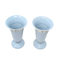 Wedgwood Queensware Cream on Lavender 6.5" Trumpet Vases (Pair)