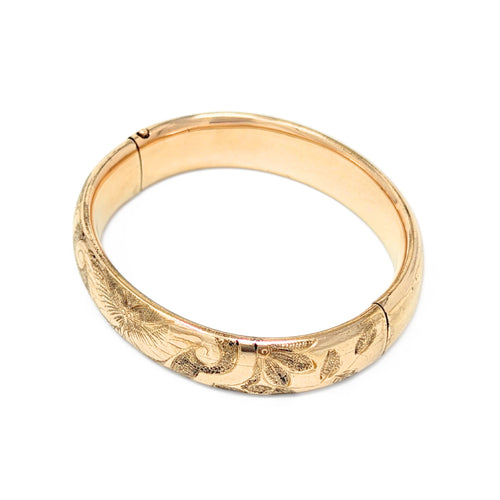 M.L. & Co Victorian Gold Filled Butterfly Repousse 14mm Bangle Bracelet