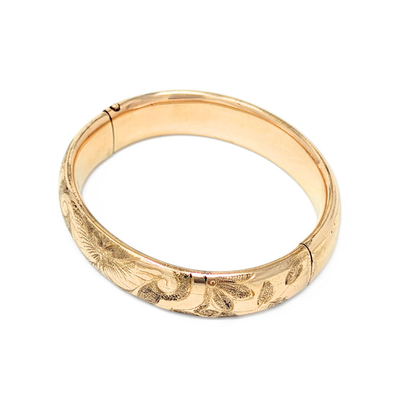 M.L. & Co Victorian Gold Filled Butterfly Repousse 14mm Bangle Bracelet