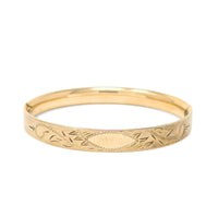 Edwardian 12K Gold Filled 8mm Cartouche Hinged Bangle Bracelet