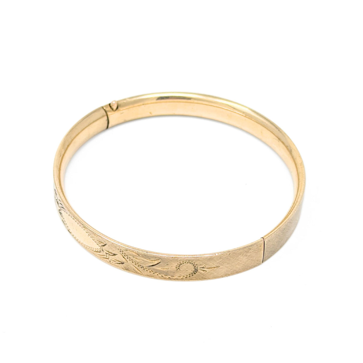 Edwardian 12K Gold Filled 8mm Cartouche Hinged Bangle Bracelet