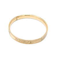 Edwardian 12K Gold Filled 8mm Cartouche Hinged Bangle Bracelet