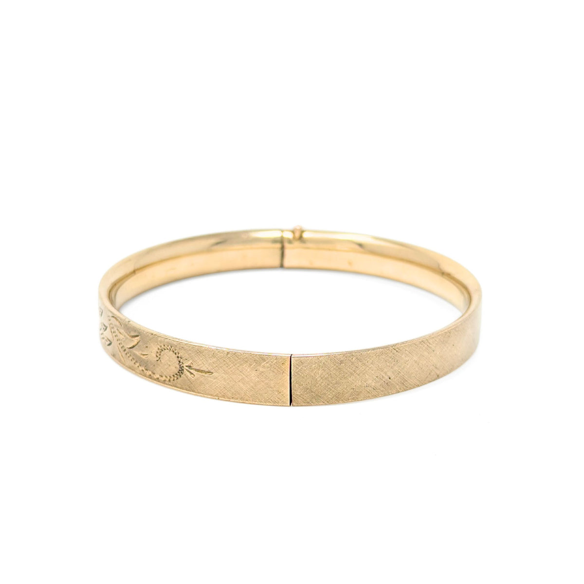 Edwardian 12K Gold Filled 8mm Cartouche Hinged Bangle Bracelet