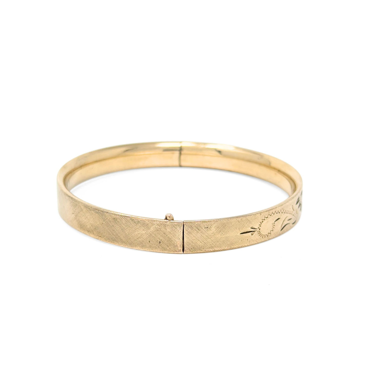 Edwardian 12K Gold Filled 8mm Cartouche Hinged Bangle Bracelet