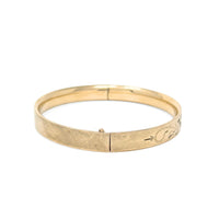 Edwardian 12K Gold Filled 8mm Cartouche Hinged Bangle Bracelet