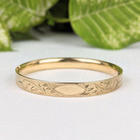 Edwardian 12K Gold Filled 8mm Cartouche Hinged Bangle Bracelet