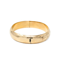 Marathon Edwardian 12K Gold Filled Floral Chased 12mm Hinged Bangle Bracelet