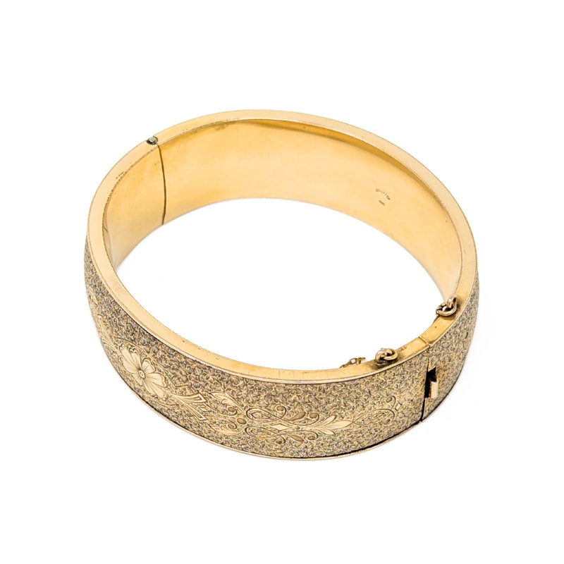 Binder Brothers 1920’s 12K Gold Filled 19mm Hinged Bangle Bracelet