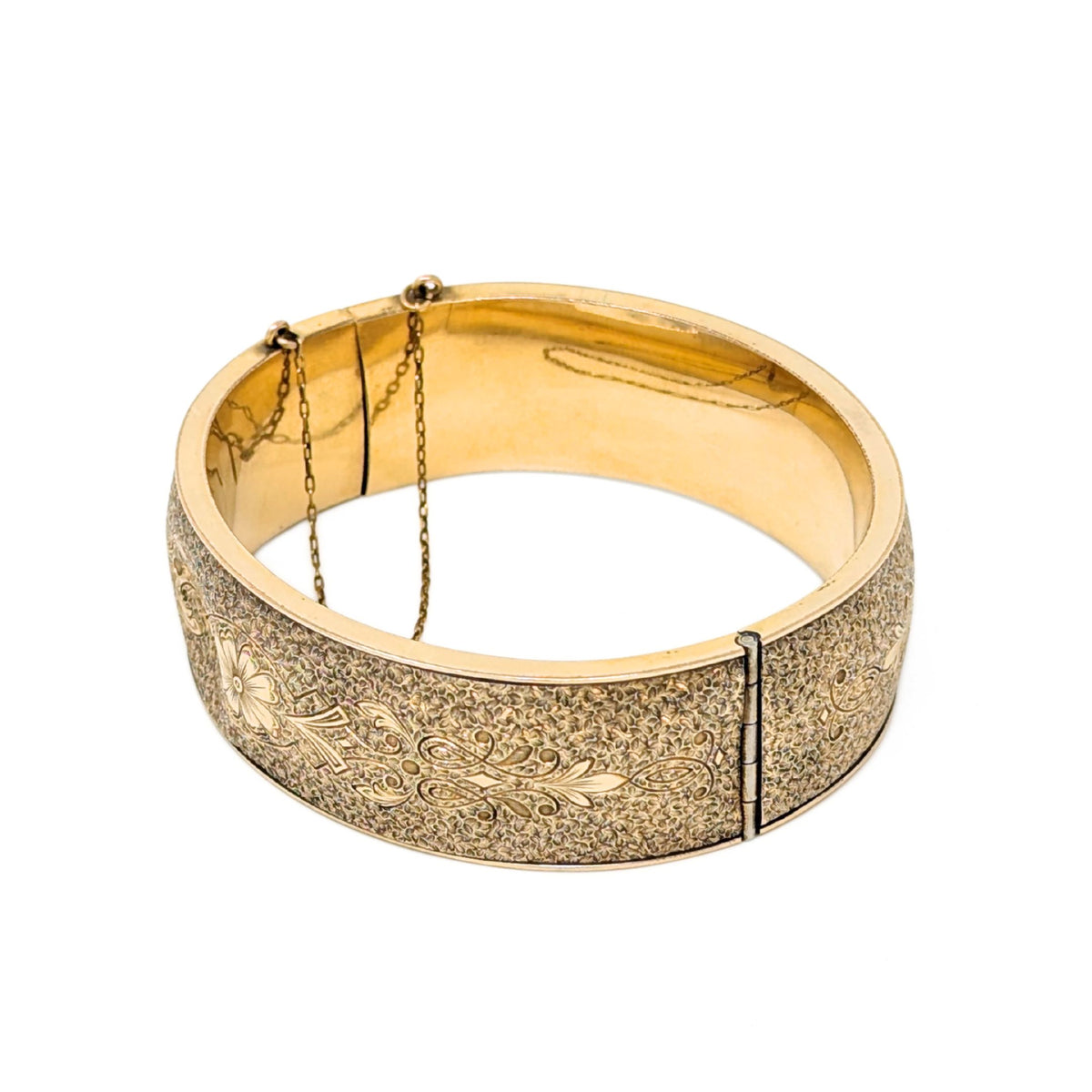 Binder Brothers 1920’s 12K Gold Filled 19mm Hinged Bangle Bracelet